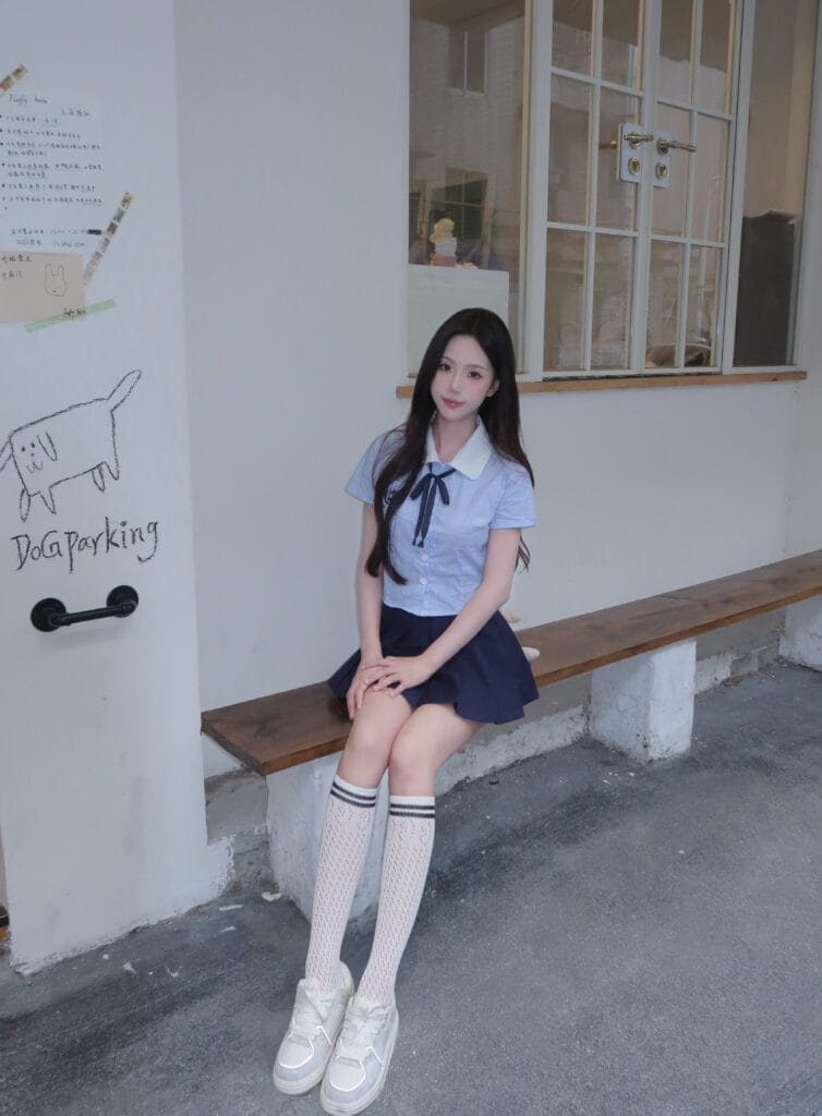 北京外围 刚毕业大学生05-168-C白虎jk制服 清爽学院风 生活照